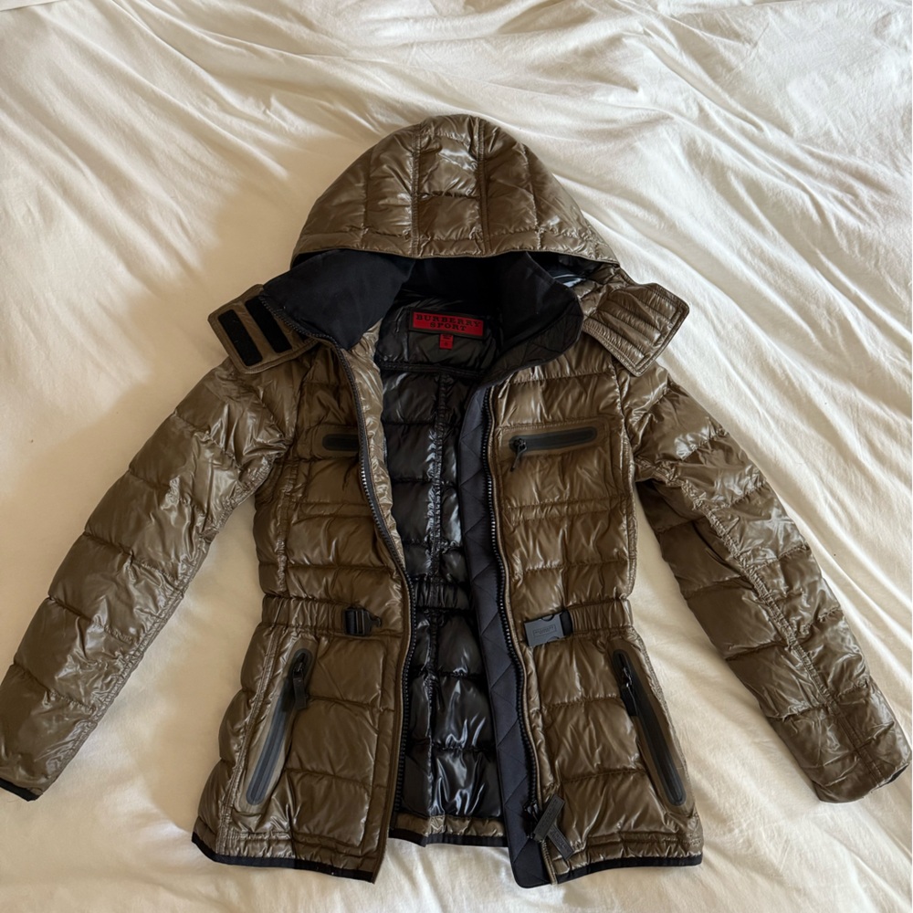 Burberry Olive and Black Quilted Puffer Jacket